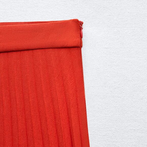 NWT ZARA PLEATED MIDI SKIRT BRICK - Picture 7 of 8